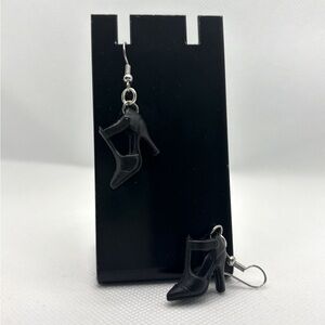 Handmade Barbiecore/Barbie classic black T-strap high heel earrings